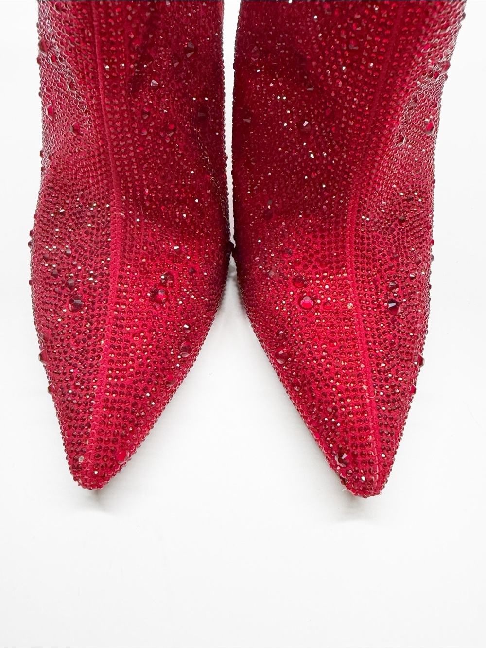 INC Red Rhinestone Bling Stiletto Ankle Boots - Picture 3 of 13